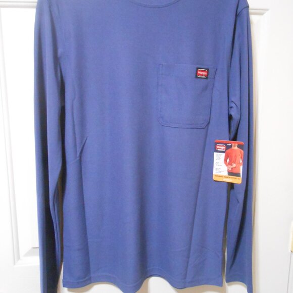 NEW Men's LS Wrangler Performance Workwear Pocket Tee size S 34-36 Blue 👨 - Picture 8 of 9